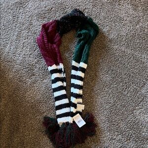Striped Knit Scarf with Fringe